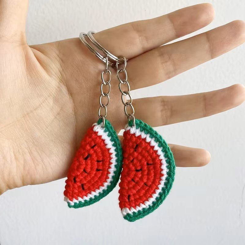 Handmade Crochet Watermelon Keychain – Cotton Thread Pendants - Kites 4 Palestine