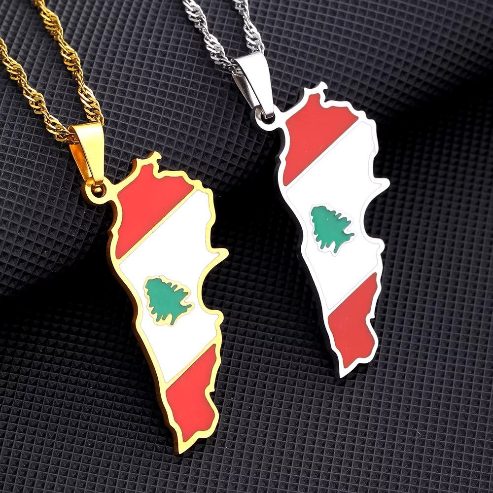 Lebanon Map Flag Pendant Necklace - Kites 4 Palestine