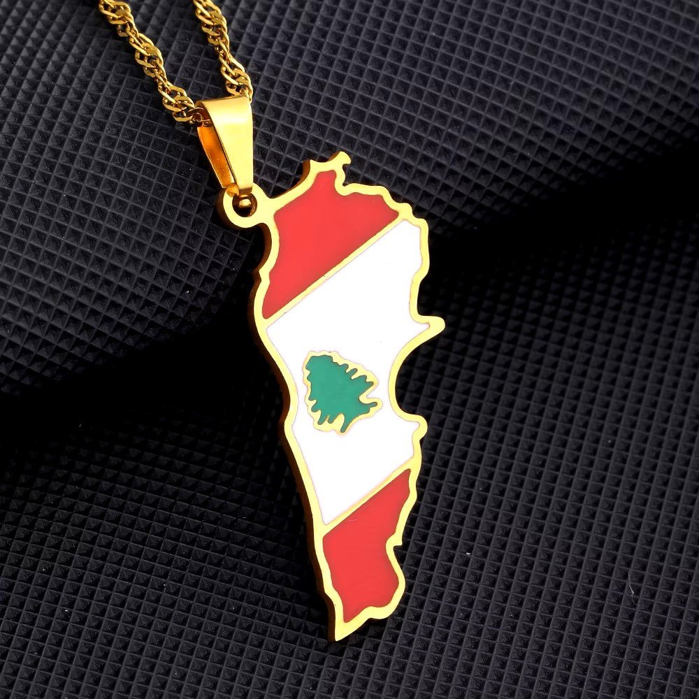 Lebanon Map Flag Pendant Necklace - Kites 4 Palestine