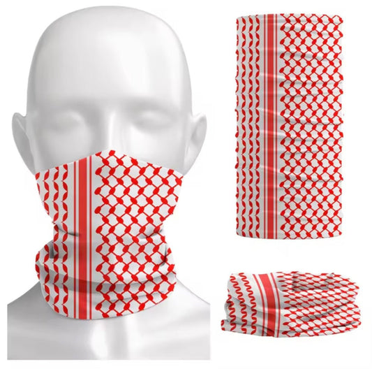 Palestine Red Keffiyeh Bandana Neck Gaiter Mask - Kites 4 Palestine