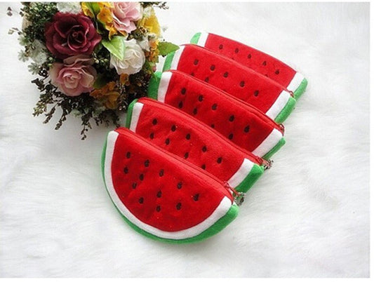 Plush Watermelon Purse – Fun Zippered Nylon Bag for Kids & Adults - Kites 4 Palestine