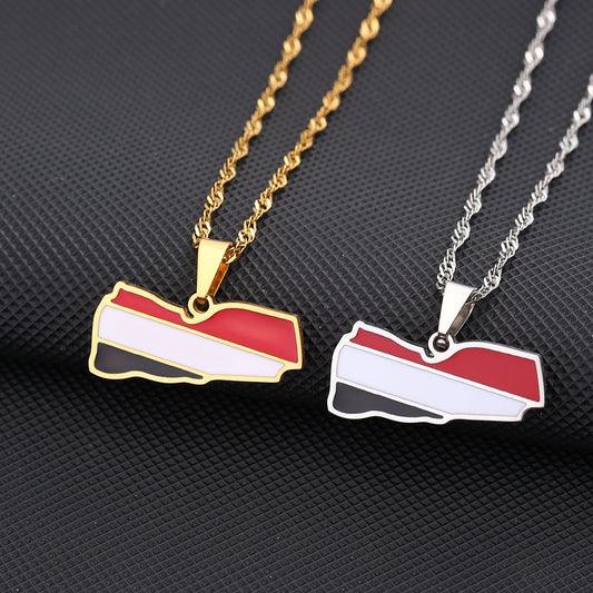 Yemen Map Flag Pendant Necklace - Kites 4 Palestine